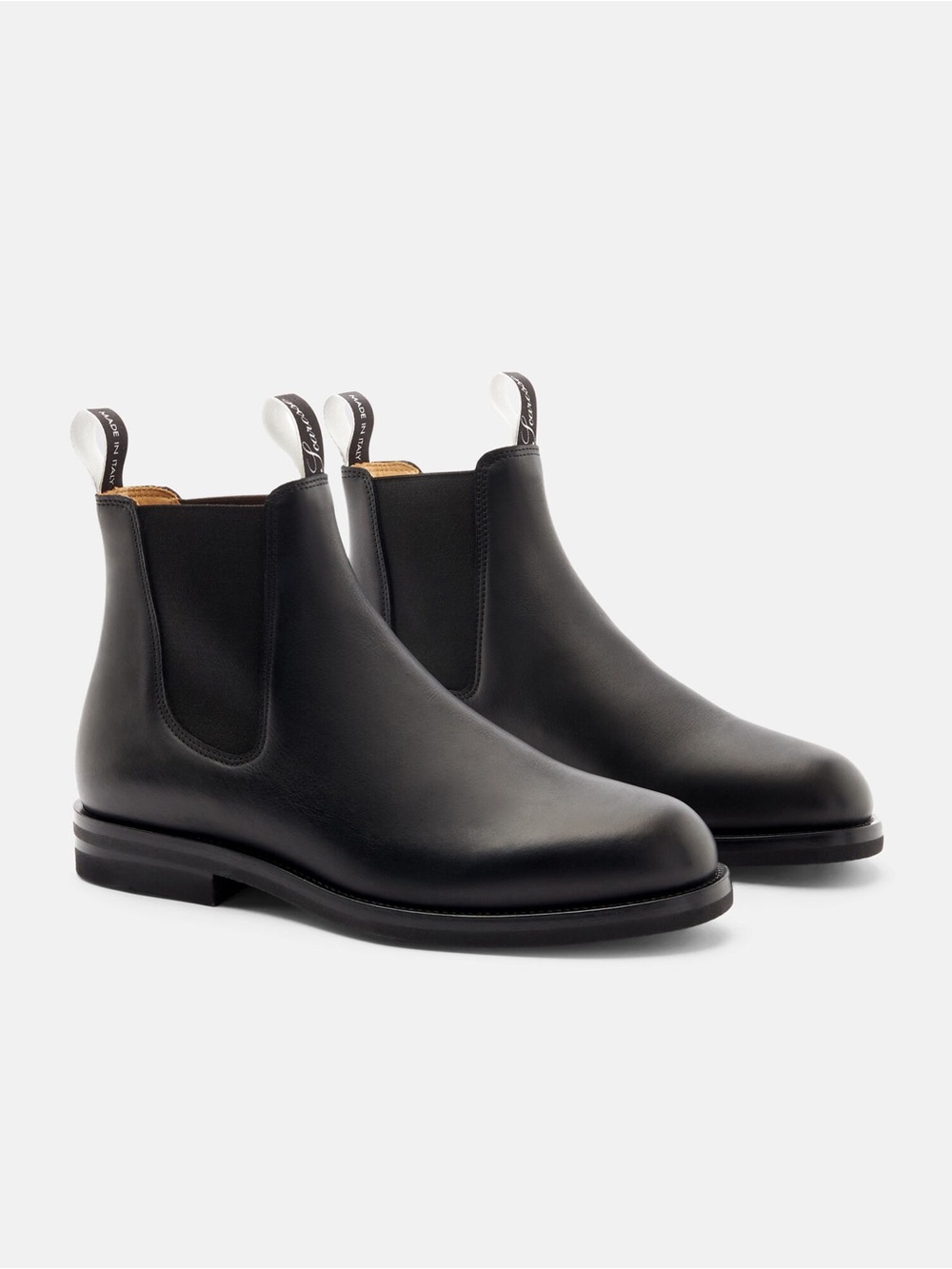Scarosso William III Mens Black Leather Chelsea Boots Size 12 EU 45 Never Worn